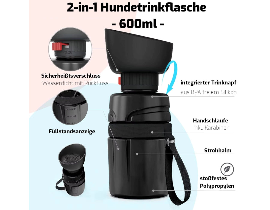 2-in-1 Hundetrinkflasche