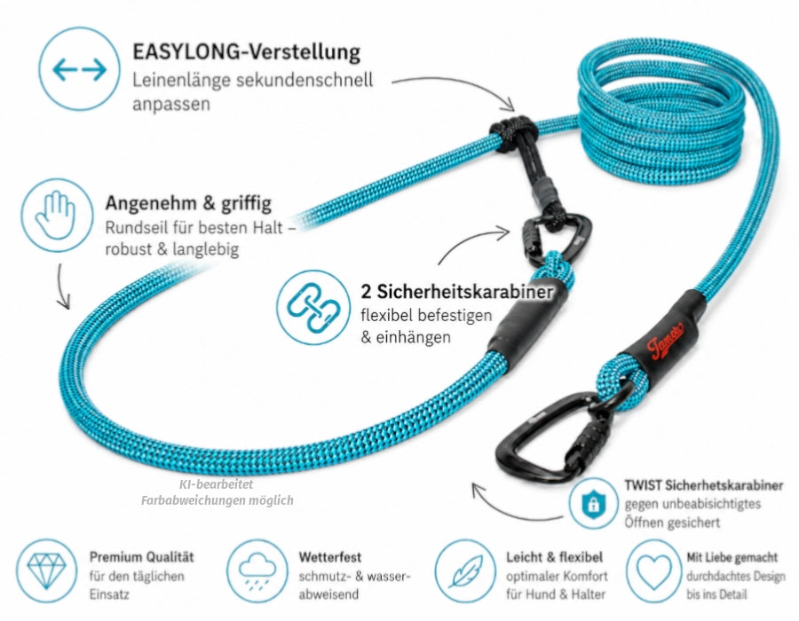 EASYLONG Hundeleine - L - TWIST Karabiner