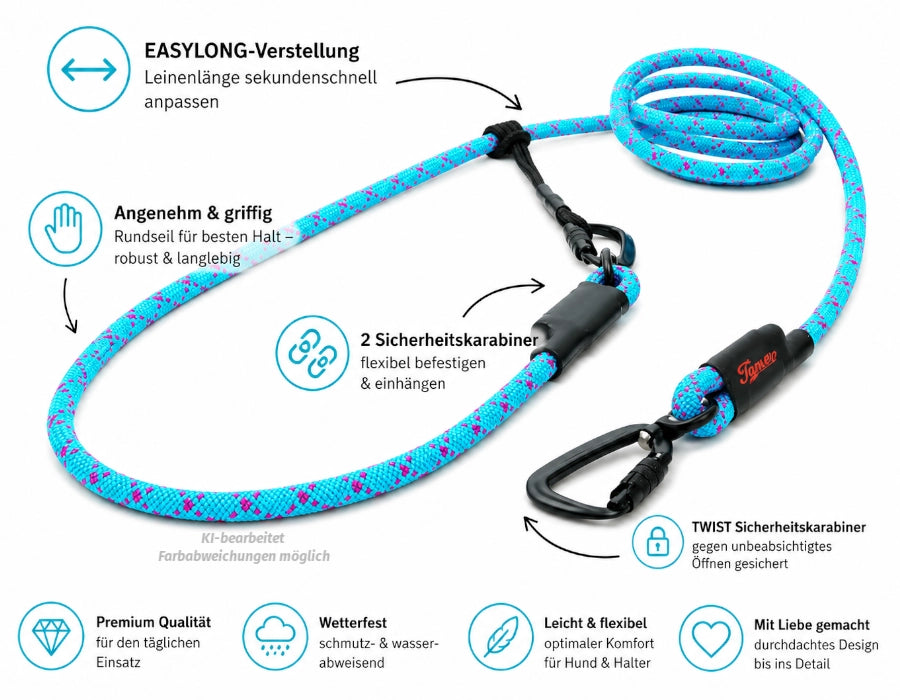 EASYLONG Hundeleine - L - TWIST Karabiner