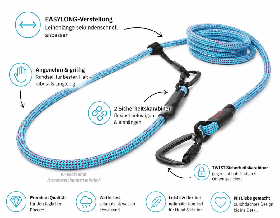 EASYLONG Hundeleine - L - TWIST Karabiner