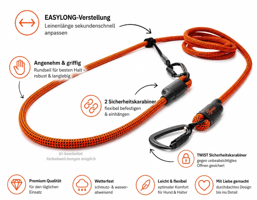 EASYLONG Hundeleine - L - TWIST Karabiner