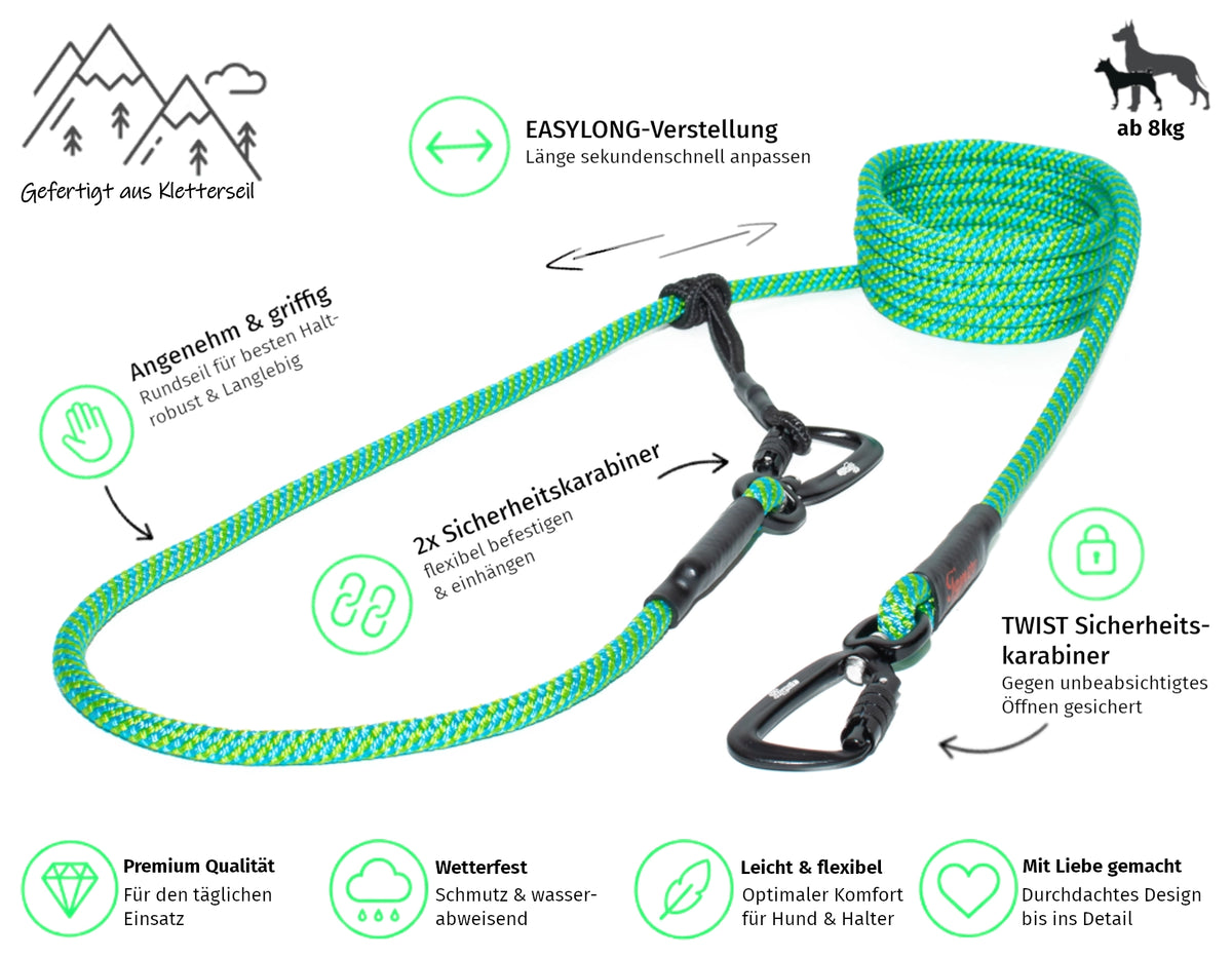 EASYLONG Hundeleine - M - TWIST Karabiner