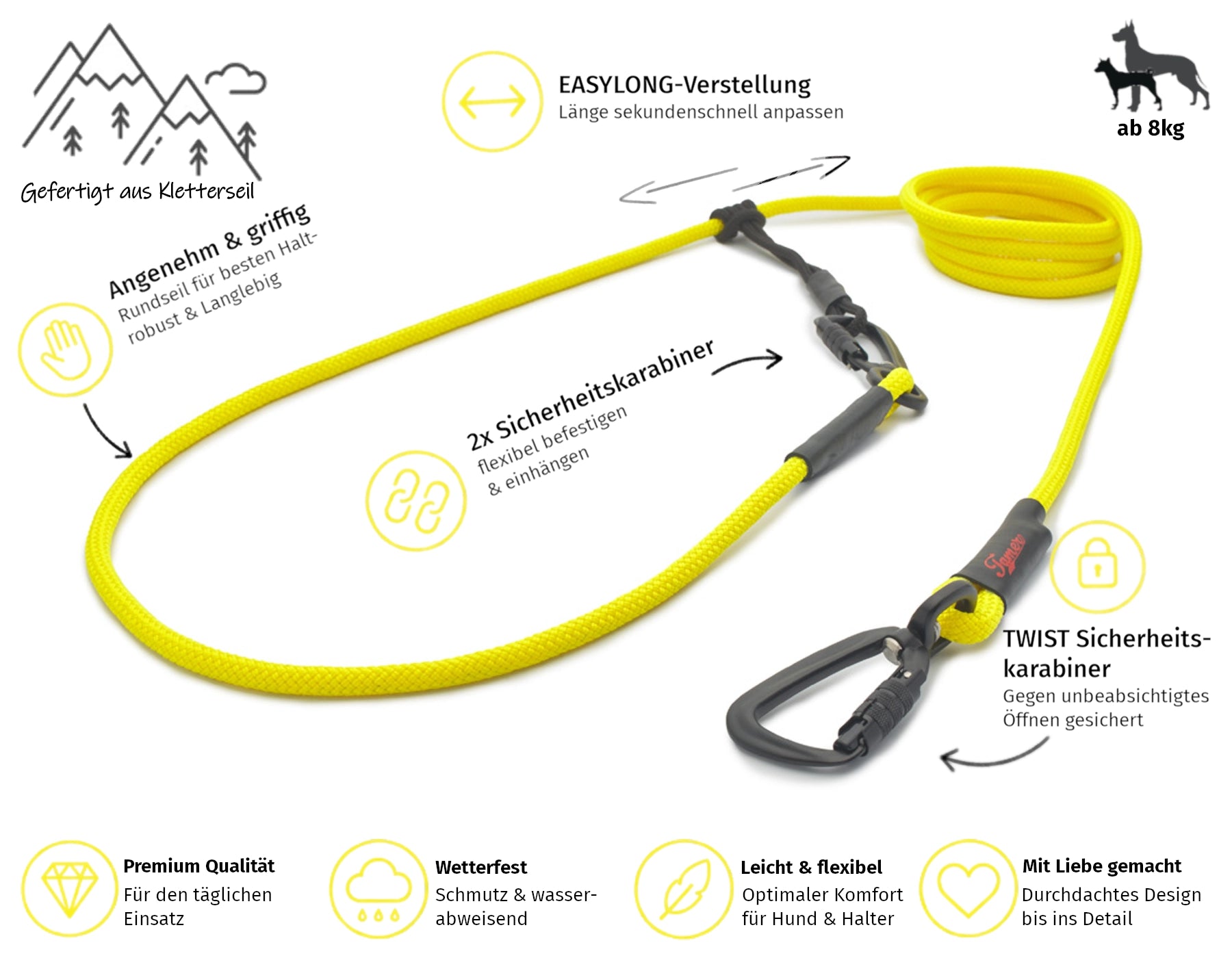EASYLONG Hundeleine - M - TWIST Karabiner