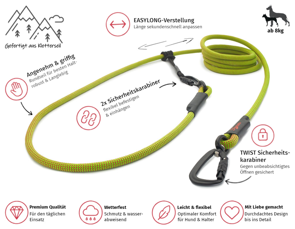 EASYLONG Hundeleine - M - TWIST Karabiner