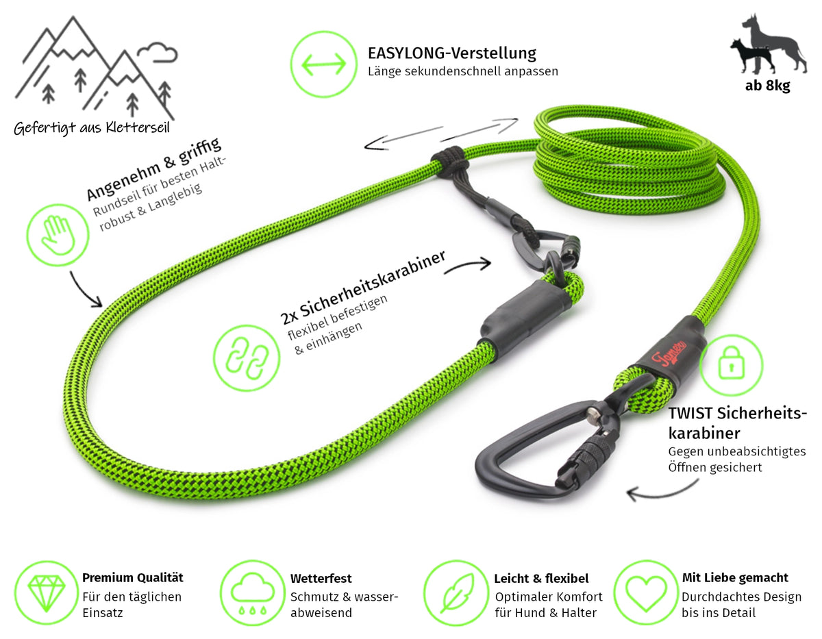 EASYLONG Hundeleine - M - TWIST Karabiner