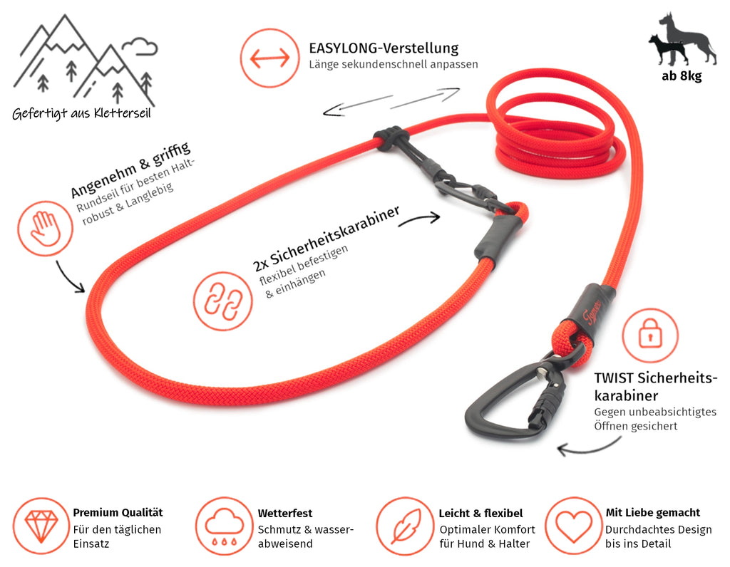 EASYLONG Hundeleine - M - TWIST Karabiner