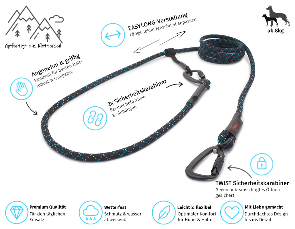 EASYLONG Hundeleine - M - TWIST Karabiner