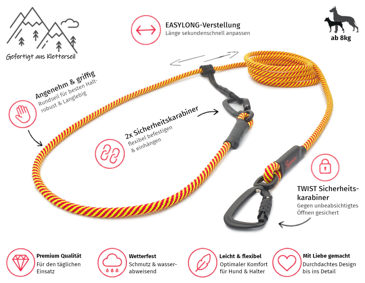 EASYLONG Hundeleine - M - TWIST Karabiner